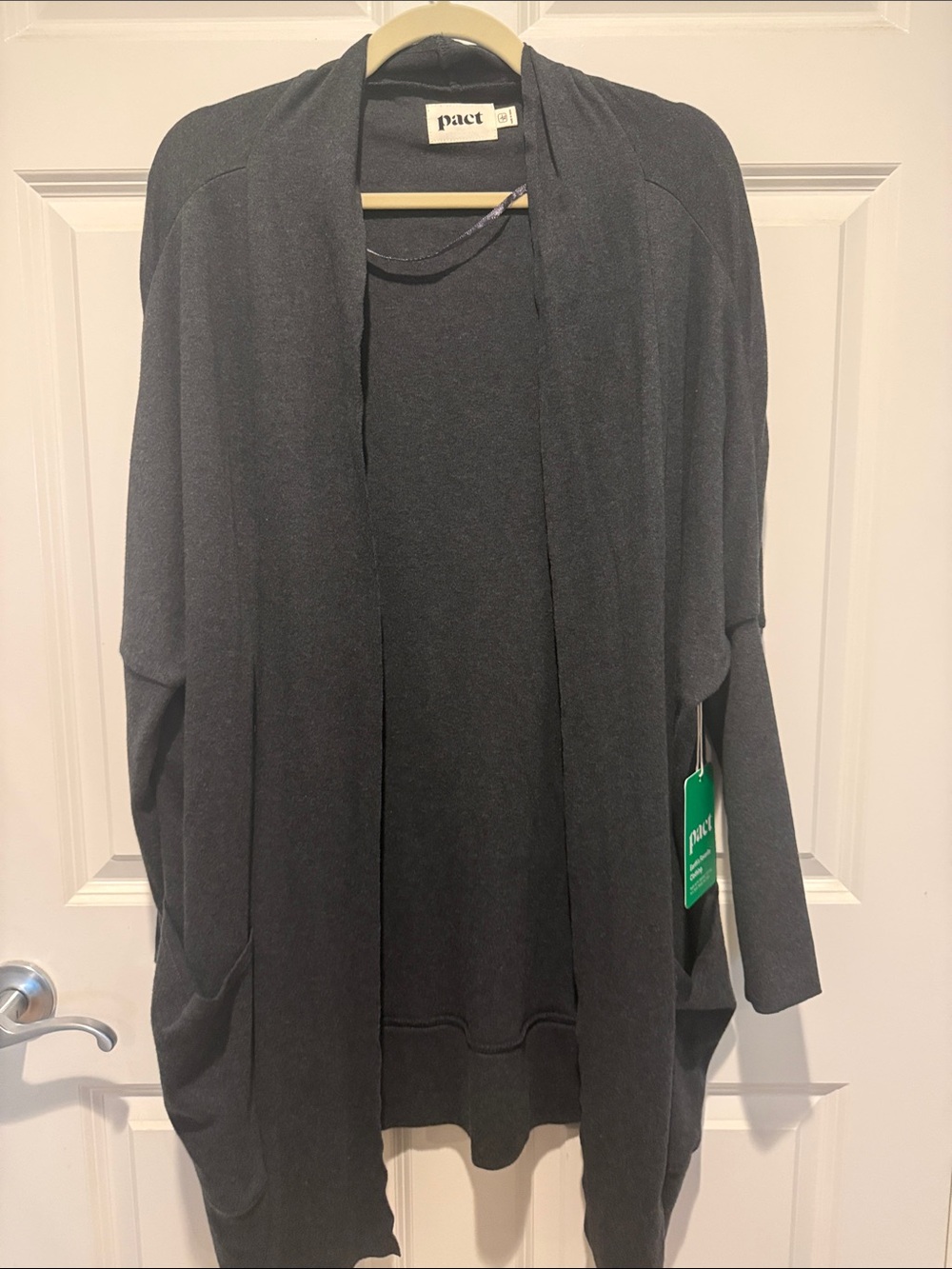 Pact Dark Gray Open Front Cardigan